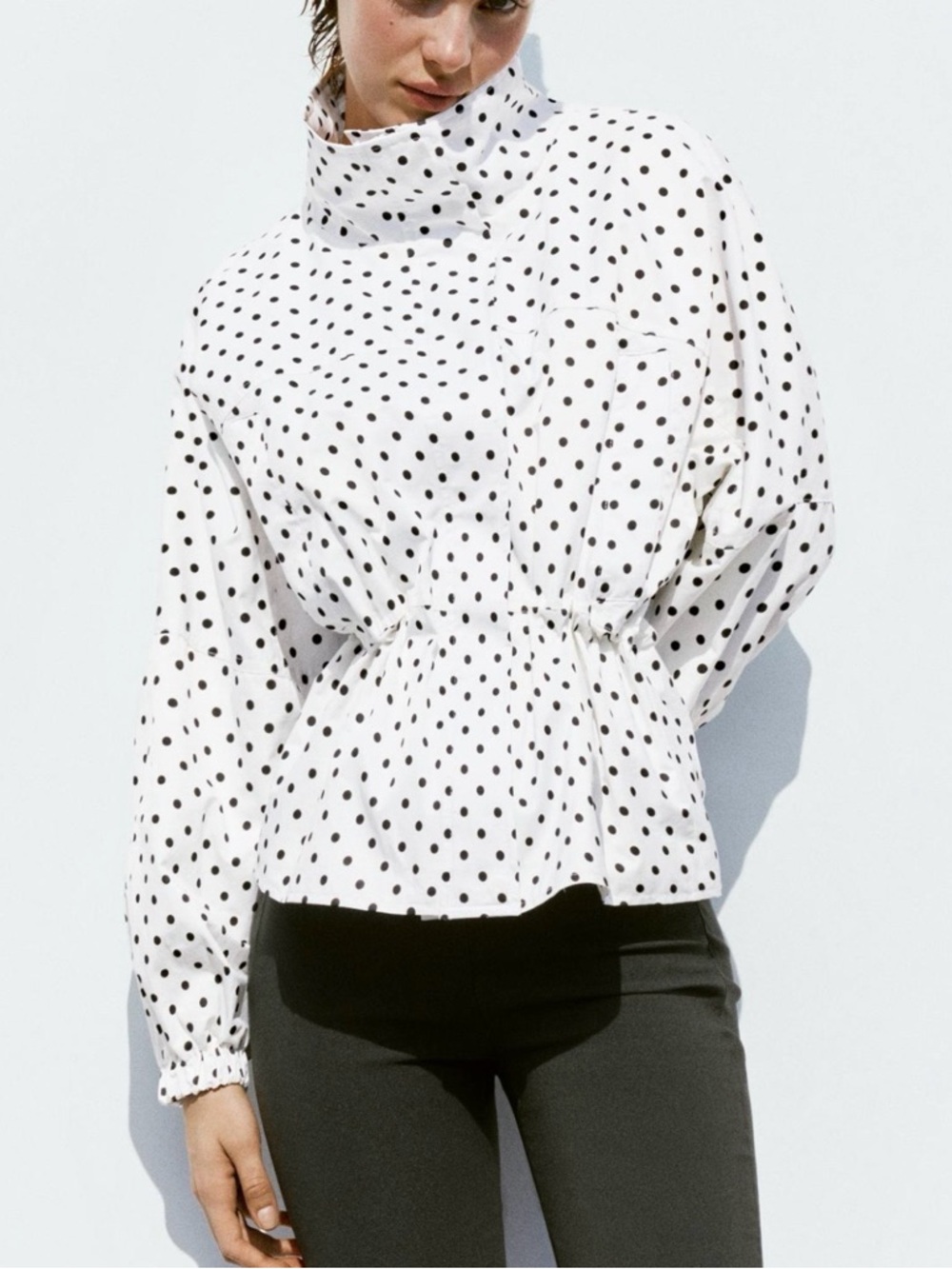 Polka dot high neck jacket